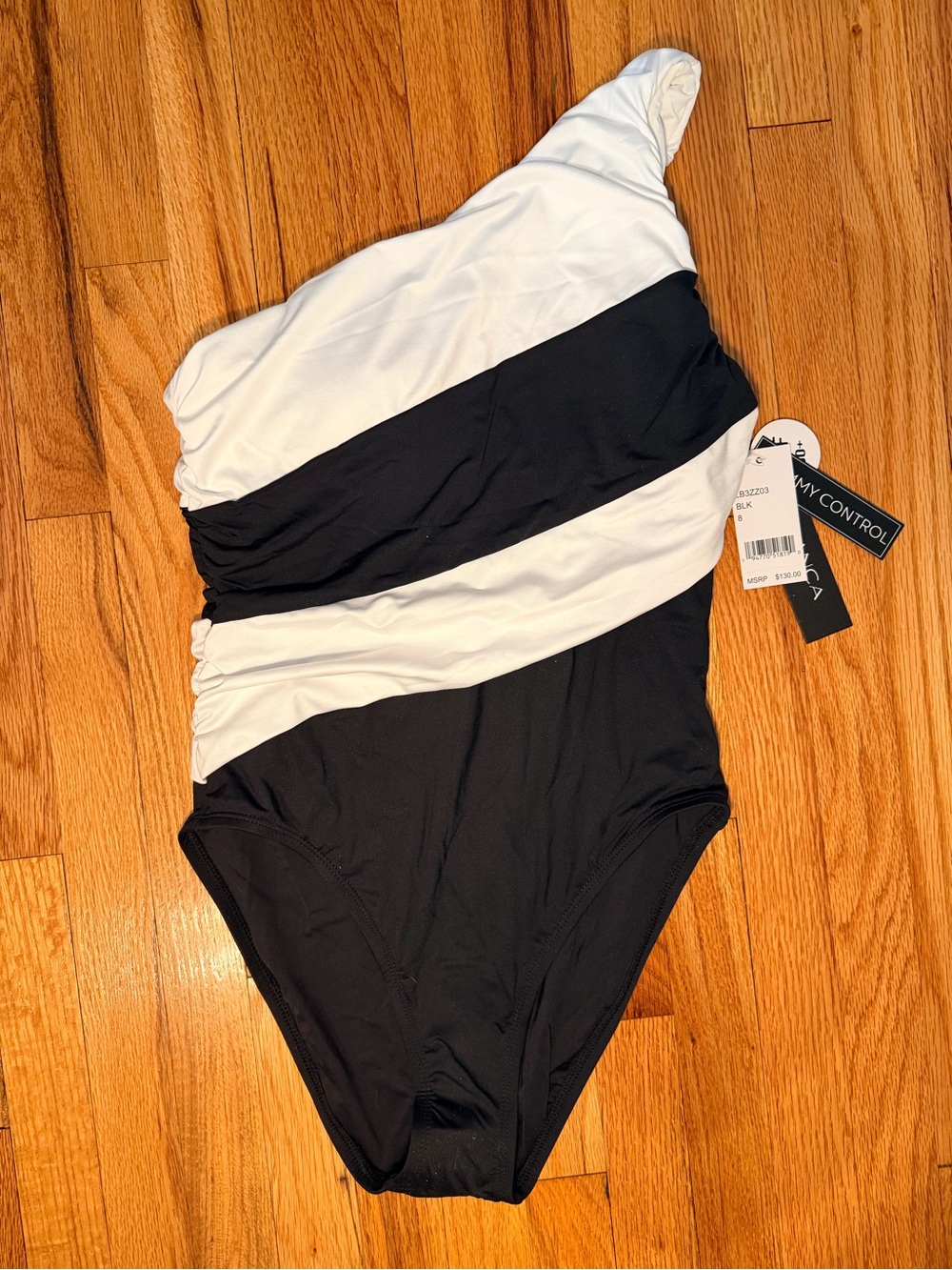 La Blanca Black and White One-Shoulder One-Piece Swim